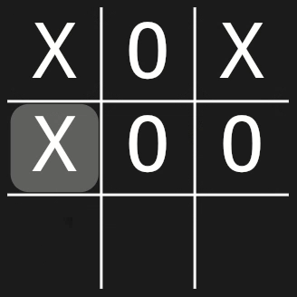 Tic-Tac-Toe position after O has placed its piece